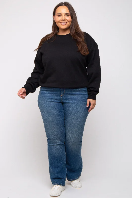 Reduced Prices Black Soft Knit Fleece Lined Plus Sweatshirt
