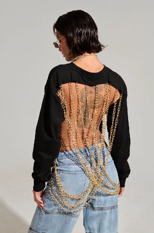 Hot Deal OPEN BACK CHAIN DETAIL SWEATSHIRT