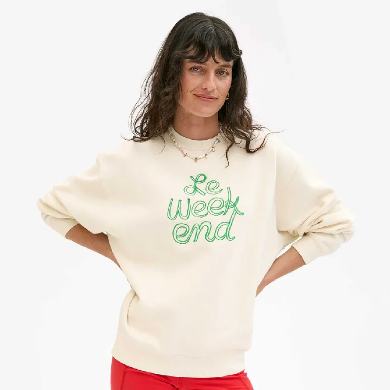 Best Deals "Le Weekend" Oversized Sweatshirt (Cream)