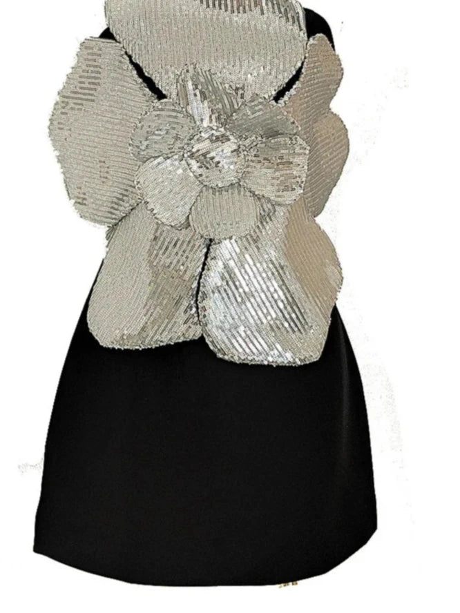 Deal Mania casual shift dressA&A Luxe Sequin 3D Embroidered Flower Dress