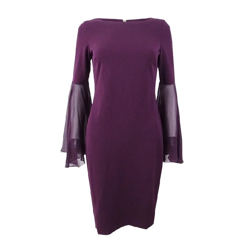 Anniversary Sale trendy mini dressCalvin Klein Women's Chiffon Bell-Sleeve Sheath Dress Anniversary Sale trendy mini dressCalvin Klein Women's Chiffon Bell-Sleeve Sheath Dress