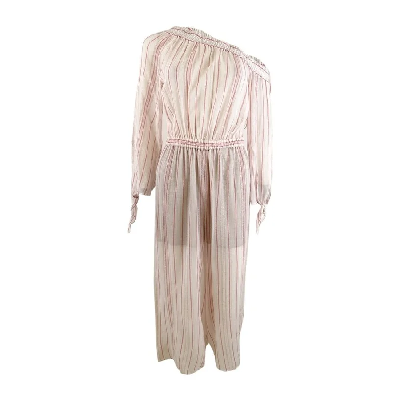 Super Bargain elegant shift dressMICHAEL Michael Kors Women's Striped One-Shoulder Jumpsuit (S, Dusty Rose)