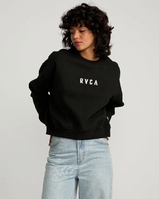 Discount Mania Stacked Court Crew Sweatshirt - Rvca Black