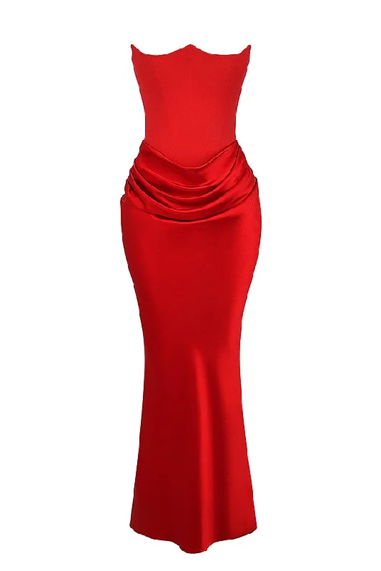 Hot Deal stylish party dressA&A Luxe Satin Draped Maxi Dress