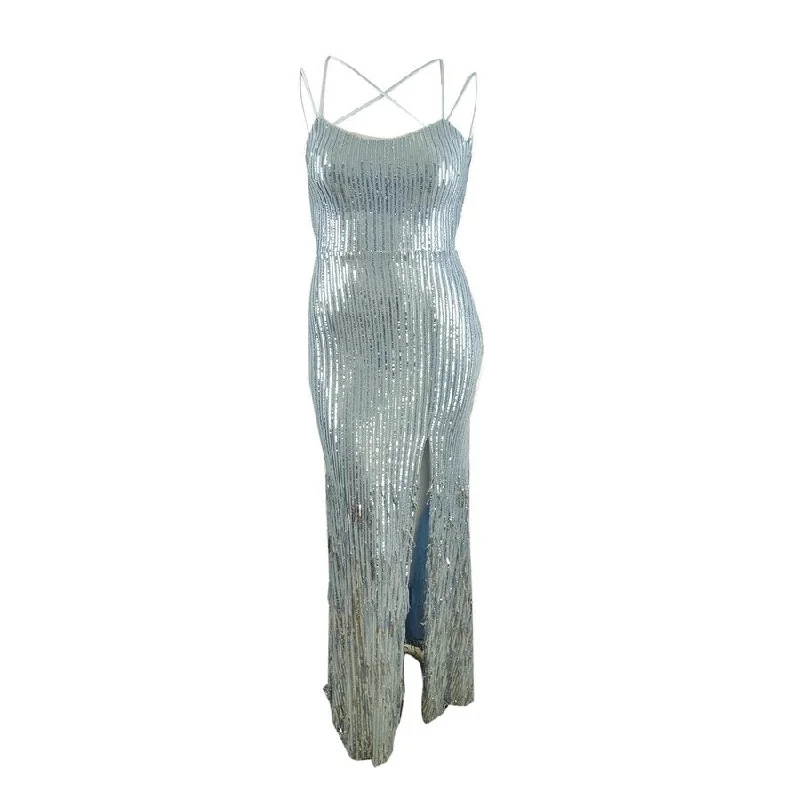 Online Exclusive knit dressXscape Women's Tie-Back Sequin-Fringe Gown (10, Light Blue) Online Exclusive knit dressXscape Women's Tie-Back Sequin-Fringe Gown (10, Light Blue)