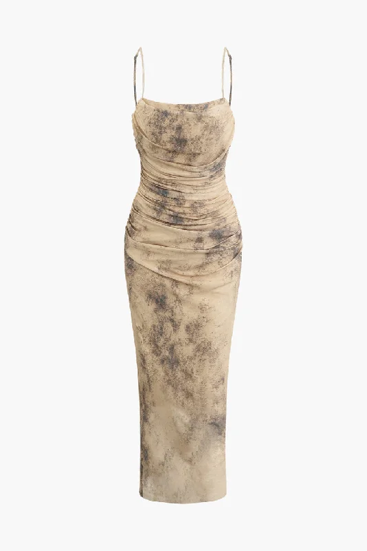 Special Savings sleek dressA&A Ruched Tie Dye Print Midi Dress