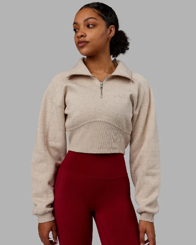 Can't Be Beat Thrive Corset 1/4 Zip Sweater - Oatmeal Marl