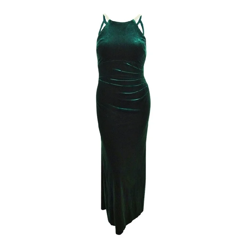 Members Only A-line dressBetsy & Adam Women's Velvet Gown (12, Hunter)
