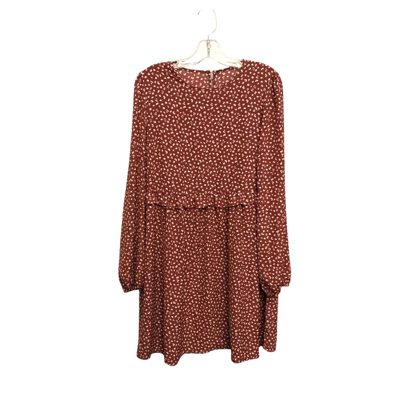 Clearance Items casual summer dressDress Work By Shein In Brown & Cream, Size:M