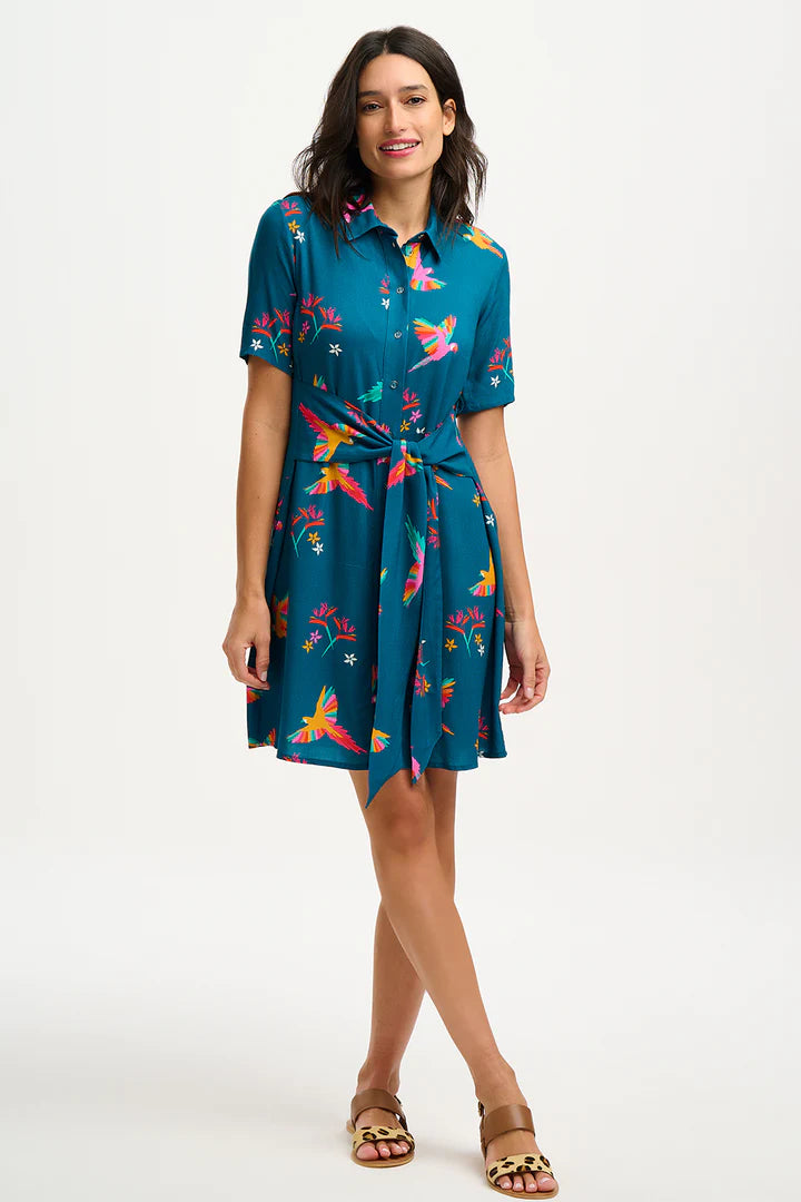 Value Deals flowy maxi dressDessie Shirt Dress (Teal Rainbow Parrots)