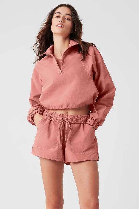 Huge Discounts Cropped 1/4 Zip Alumni Pullover - Soft Terracotta