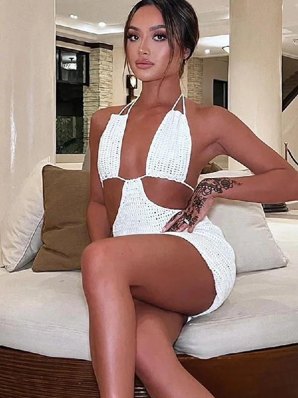 Quick Sale playful dressA&A Knitted Mini Cut Out Summer Dress