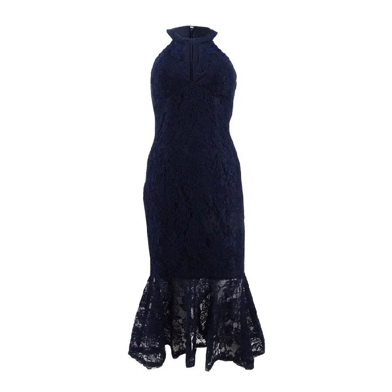 Deal Zone comfy maxi dressX By Xscape Women's Lace Keyhole Halter Dress (6, Navy)
