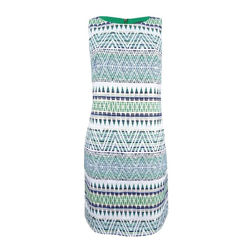 Today’s Deal elegant dressVince Camuto Women's Geometric Jacquard Dress (10, Green/White)