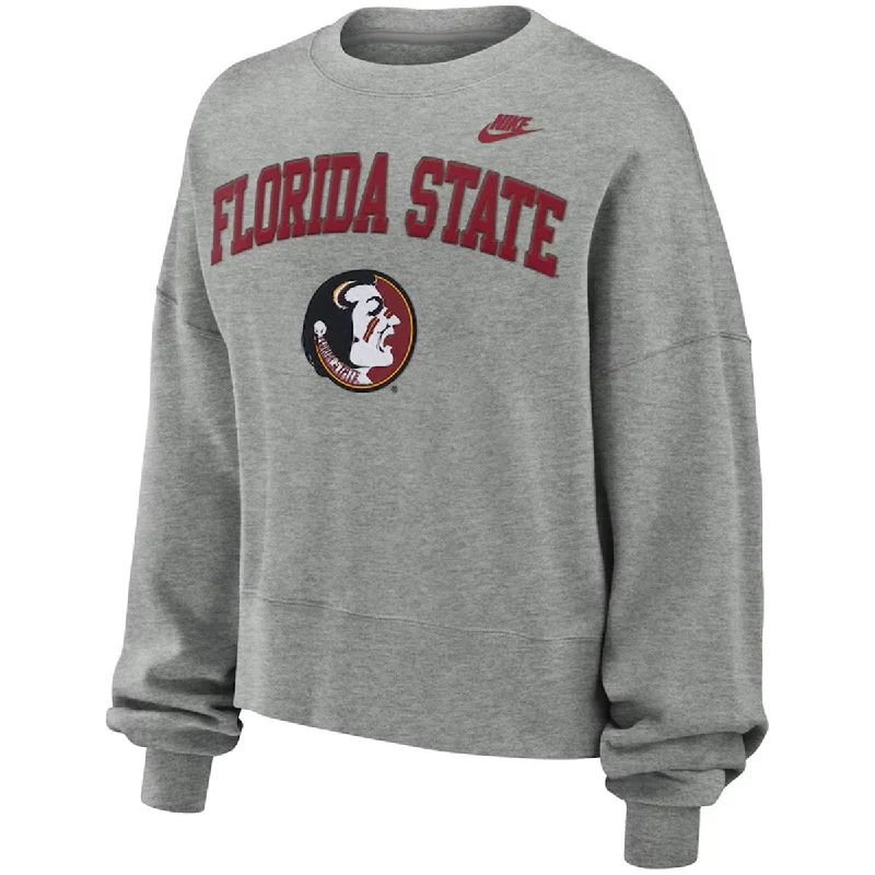 Deal Explosion Nike Women's Vault Florida State/Seminole Logo Legacy Crew Fleece - Dark Grey Heather Deal Explosion Nike Women's Vault Florida State/Seminole Logo Legacy Crew Fleece - Dark Grey Heather