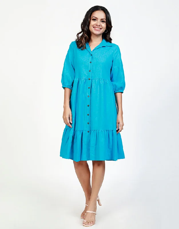 Steals and Deals bodycon dressLinen A-Line Dress with Frilled Hem