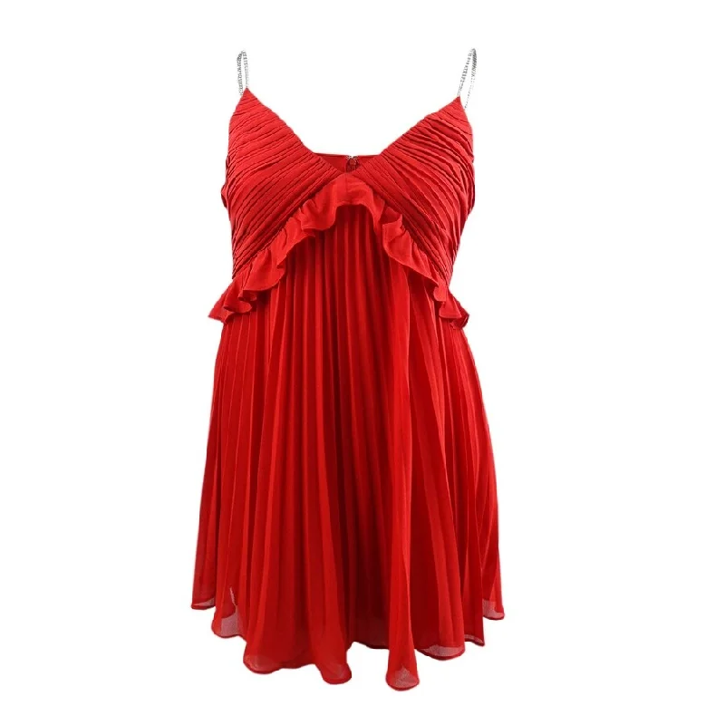 Price Reduction relaxed fit dressMICHAEL Michael Kors Women's Pleated Chain-Strap Dress (12, Crimson)