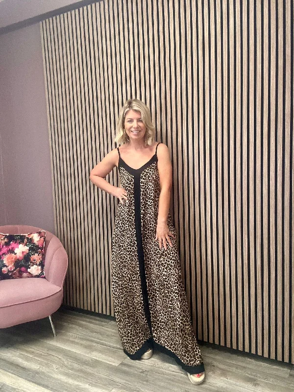 One-DAY Sale office dressGina V-Neck Maxi Dress (Leopard Print)