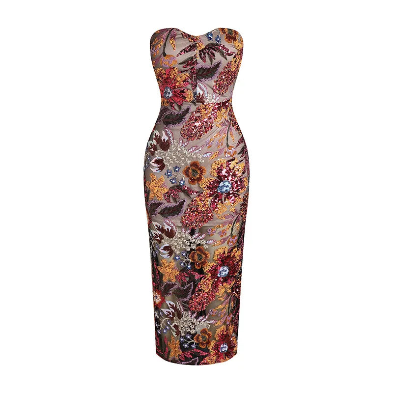 Lowest Price fitted dressA&A Luxe Strapless Handmade Floral Sequin Maxi Gown Dress Lowest Price fitted dressA&A Luxe Strapless Handmade Floral Sequin Maxi Gown Dress