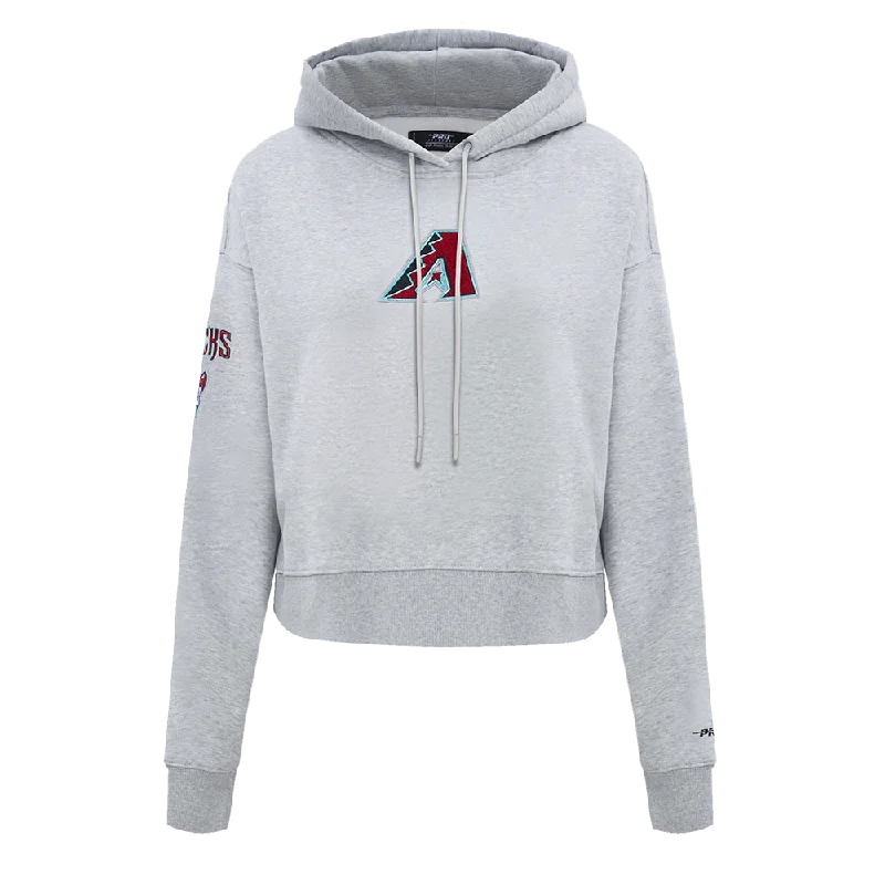 Early Access MLB ARIZONA DIAMONDBACKS CLASSIC WOMEN'S CROPPED FLC PO HOODIE (HEATHER GREY)