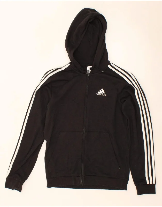 Great Deals ADIDAS Mens Zip Hoodie Sweater Small Black Cotton