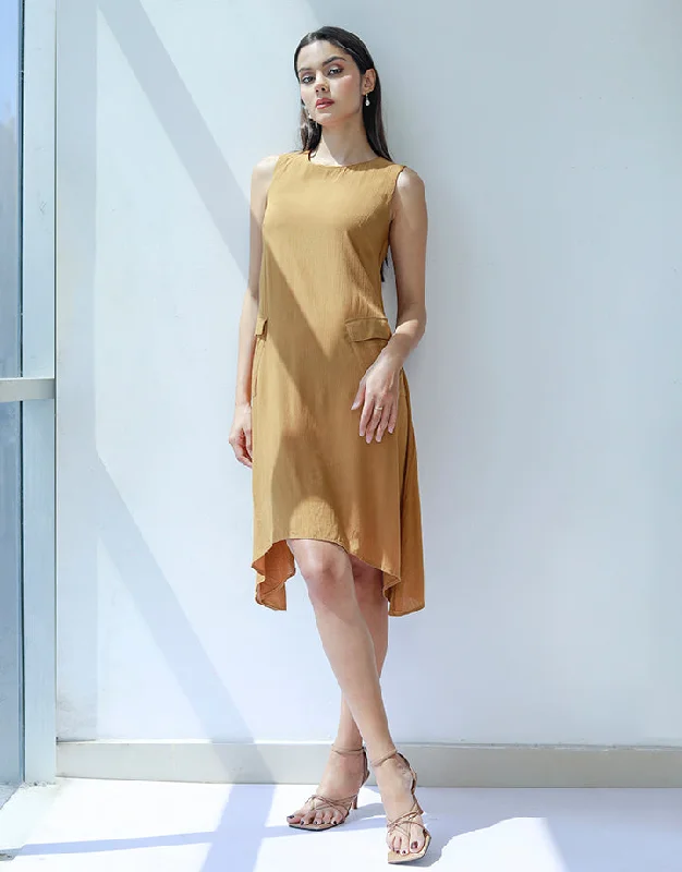 Overstock Sale one-shoulder dressSleeveless Pocket Detail Dress