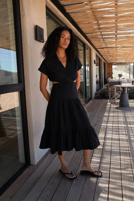Unmissable Offer modern dressTIERED MIDI DRESS WITH CUTOUTS
