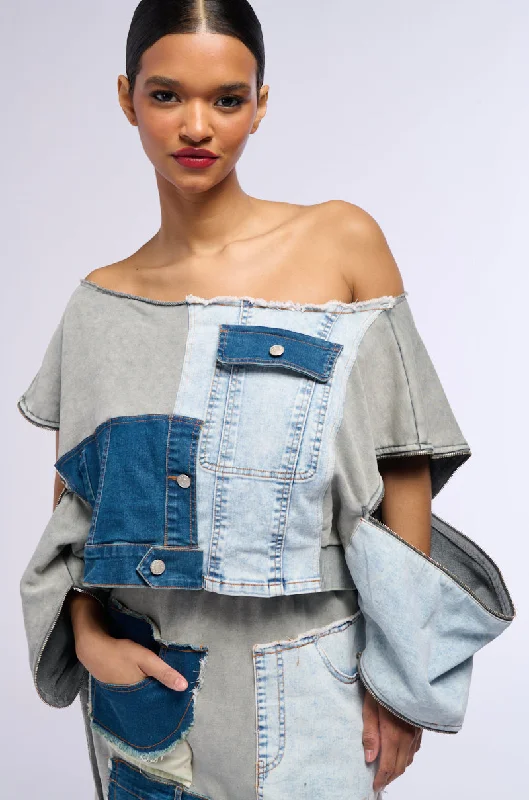 Limited Availability DENIM DREAMS ZIPPER DETAIL SWEATSHIRT