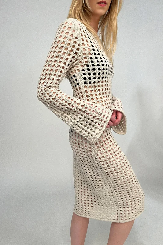 Exclusive Savings summer dressMIDI OPEN KNIT SWIMSUIT COVERUP DRESS