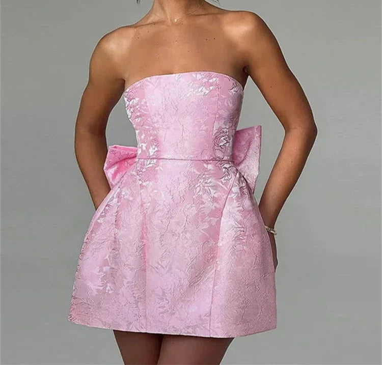 Time-Limited Offer vintage-inspired dressA&A Luxe Strapless Floral Print Bow Tie Mini Dress Time-Limited Offer vintage-inspired dressA&A Luxe Strapless Floral Print Bow Tie Mini Dress