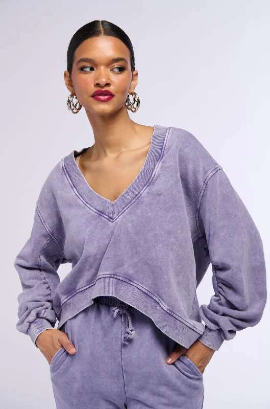 Anniversary Sale LYRA MINERAL WASHED DEEP V SWEATSHIRT