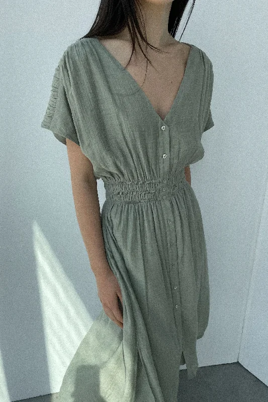 Price Drop Alert long sleeve dressMIDI CRINKLE V-NECK DRESS
