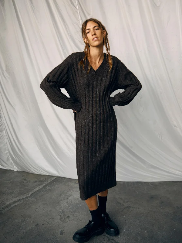 Today's Special boho dressLOUISE KNIT DRESS (DARK GREY/ MELANGE)