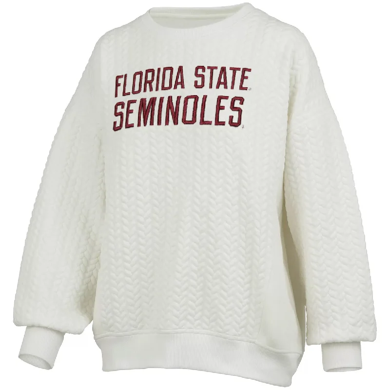 Bargain Blast Pressbox Women's Florida State Seminoles Oversized Pierced Fleece - Ivory Bargain Blast Pressbox Women's Florida State Seminoles Oversized Pierced Fleece - Ivory