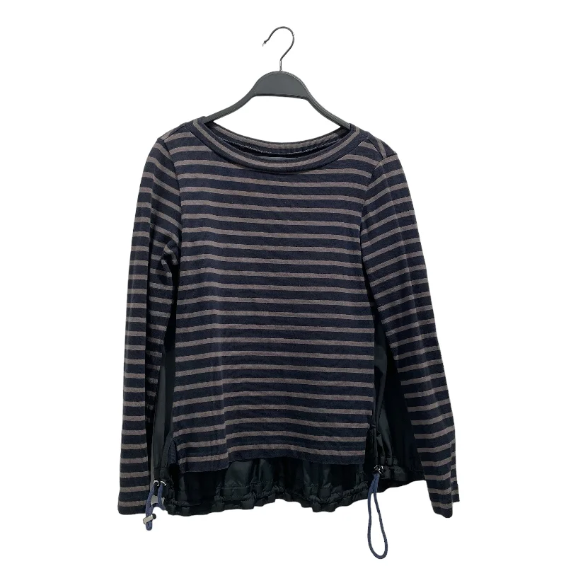 Don't Wait Sacai/Sweatshirt/1/Stripe/Cotton/NVY/NYLON BACK