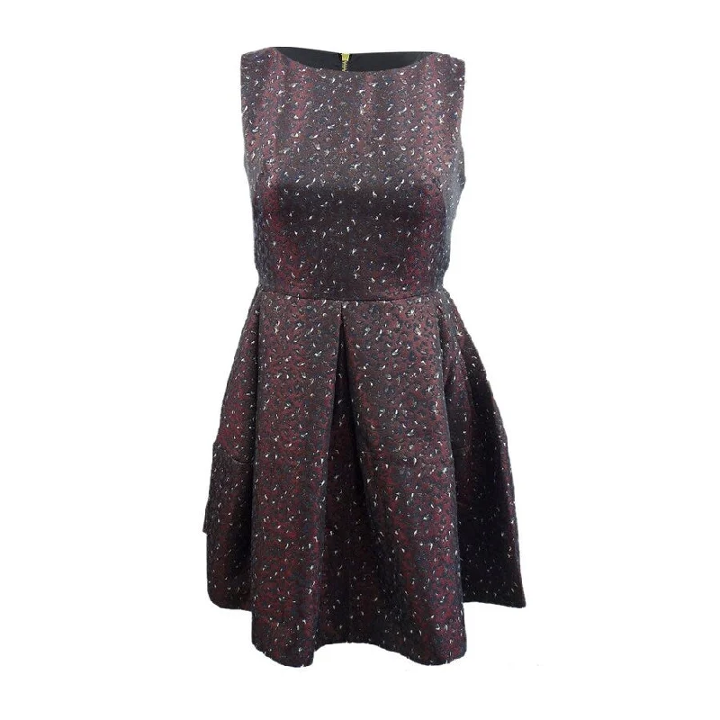 Deal Alert one-shoulder dressTaylor Women's Animal-Print Jacquard Fit & Flare Dress (12, Burgundy/Black/Gold) Deal Alert one-shoulder dressTaylor Women's Animal-Print Jacquard Fit & Flare Dress (12, Burgundy/Black/Gold)