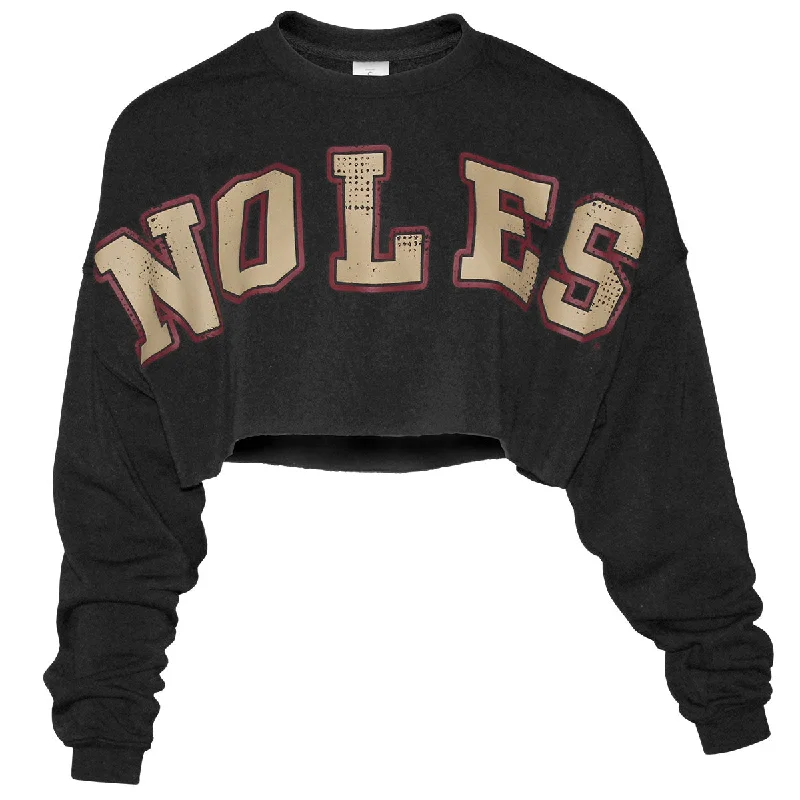 Closeout Sale ZooZatz Women's Noles Uber Crop Crew Fleece - Black