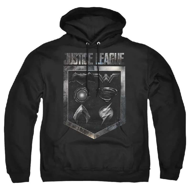 Special Savings trendy zip-up hoodieJustice League Shield Of Emblems Pullover Hoodie Special Savings trendy zip-up hoodieJustice League Shield Of Emblems Pullover Hoodie