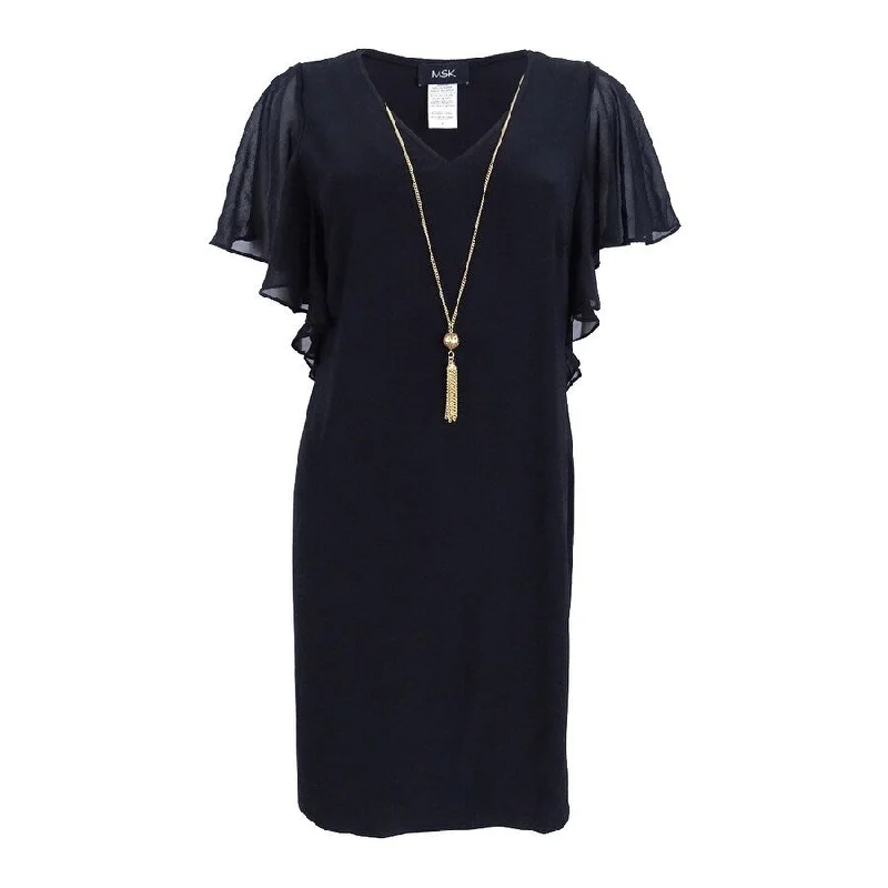 Low Prices relaxed fit dressMsk Women's Flutter-Sleeve Tassel Necklace Dress