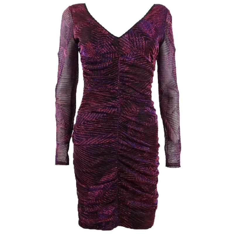 YEAR-End Clearance midi dressGuess Women's Metallic-Print Ruched Bodycon Dress (6, Multi)
