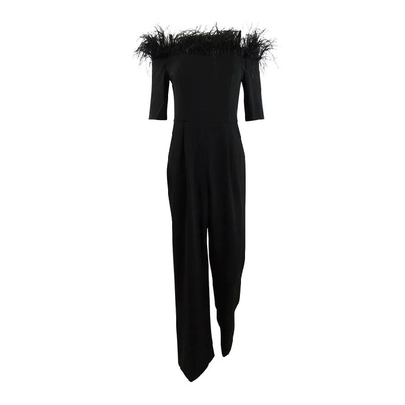 Big Discounts statement dressCalvin Klein Women's Off-The-Shoulder Feather Jumpsuit Big Discounts statement dressCalvin Klein Women's Off-The-Shoulder Feather Jumpsuit