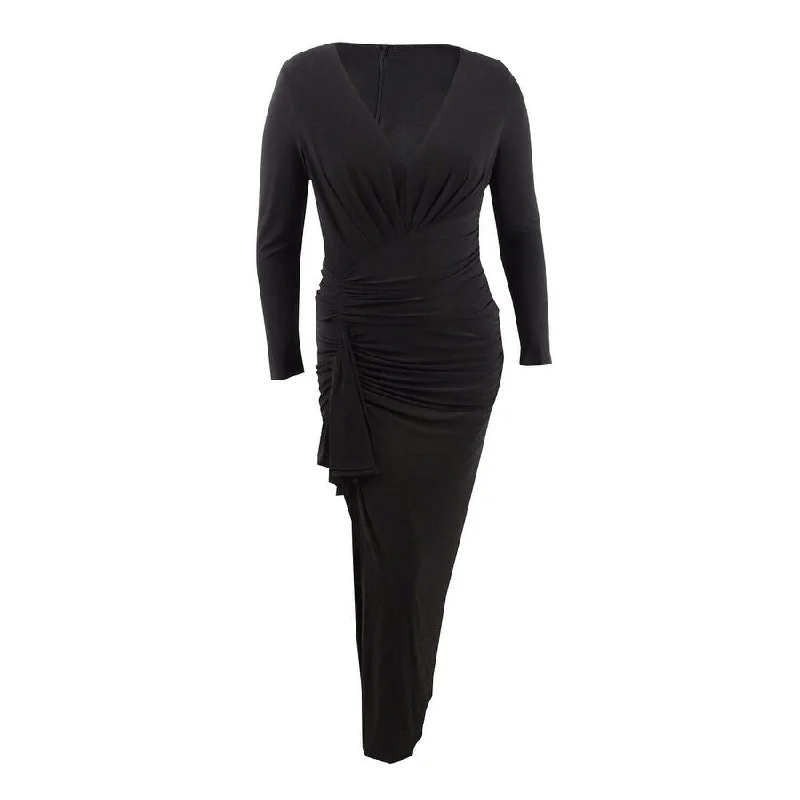 Epic Deals statement dressXscape Women's V-Neck Gown (4, Black)