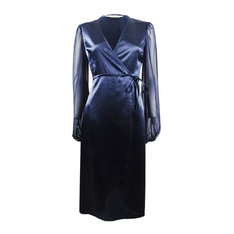 Epic Deals party dressAvec Les Filles Women's Chiffon-Sleeve Wrap Dress (0, Navy)