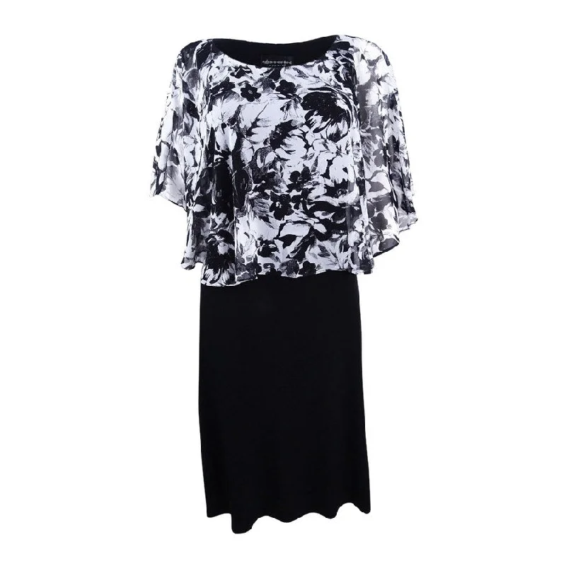 Huge Discounts party-ready dressConnected Women's Printed Cape Overlay Sheath Dress