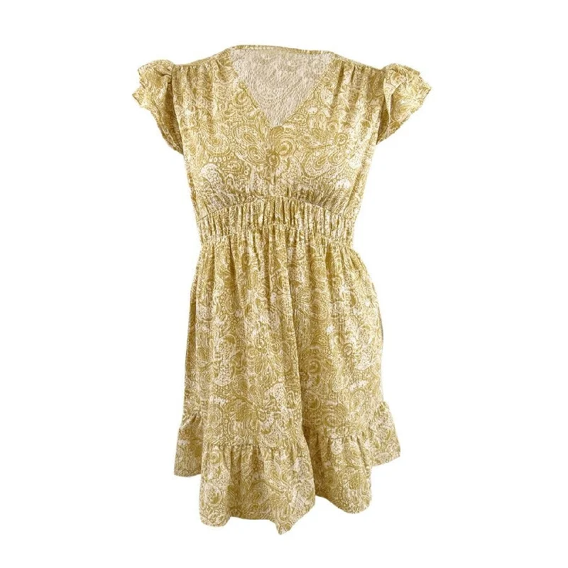 Blowout Deals layered dressMICHAEL Michael Kors Women's Paisley-Print Flutter-Sleeve Mini Dress (XS, Khaki) Blowout Deals layered dressMICHAEL Michael Kors Women's Paisley-Print Flutter-Sleeve Mini Dress (XS, Khaki)