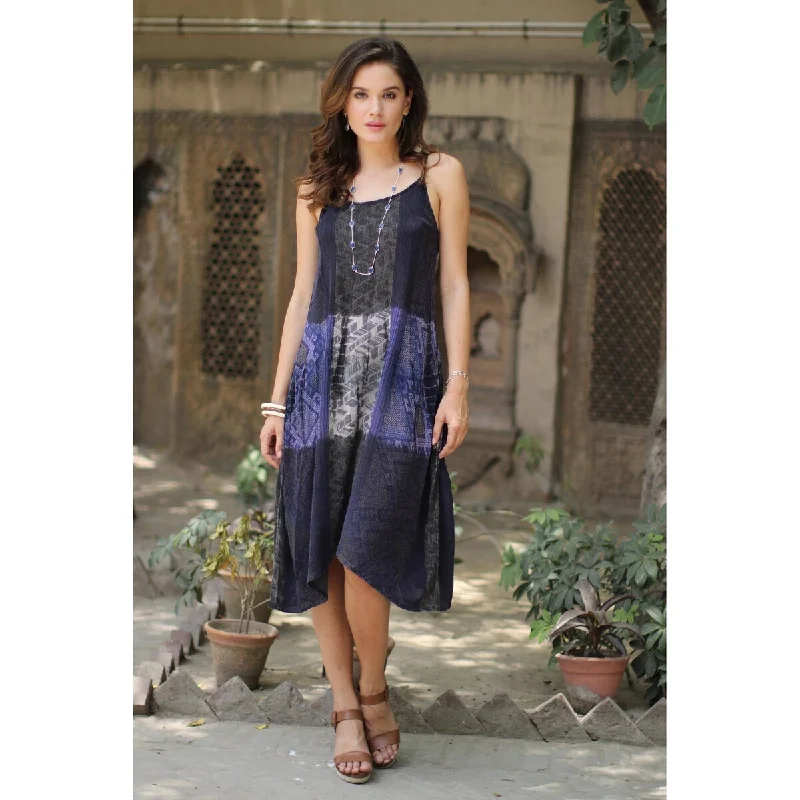 Huge Discounts pleated dressNOVICA Rayon sundress Blue Fusion