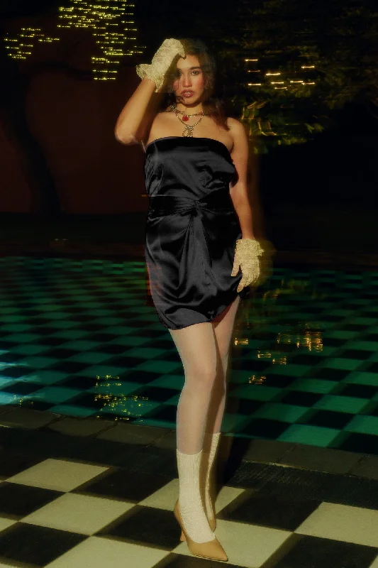 One-DAY Sale flowy dressKnot Me Up Black Satin Dress