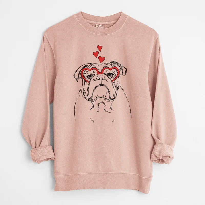 Flash Deals trendy sports sweatshirtValentine Winston the English Bulldog - Unisex Pigment Dyed Crew Sweatshirt Flash Deals trendy sports sweatshirtValentine Winston the English Bulldog - Unisex Pigment Dyed Crew Sweatshirt