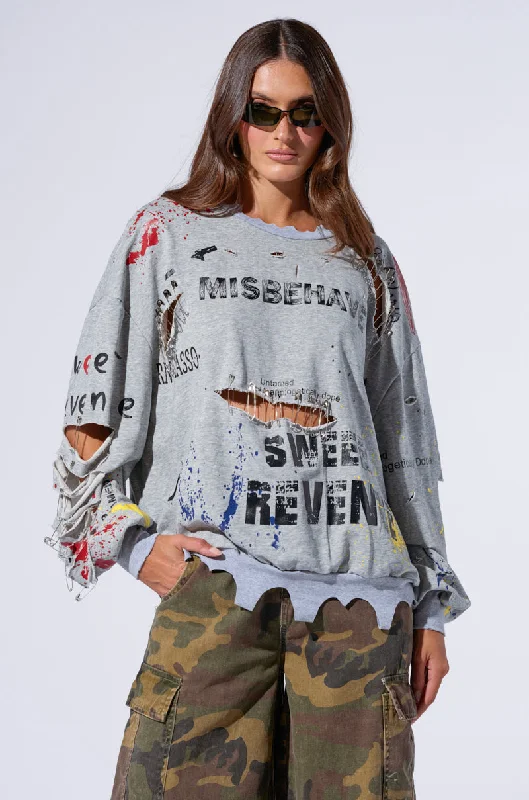 Don't Wait THAT GIRL IS POISON DISTRESSED CREW NECK SWEATSHIRT