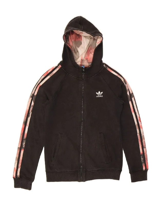 Great Bargains ADIDAS Womens Zip Hoodie Sweater UK 10 Small Black